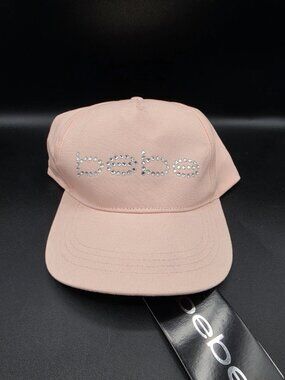 BEBE Hat Cap Womens Adjustable Pink Spell Out Embellished Rhinestone NWT